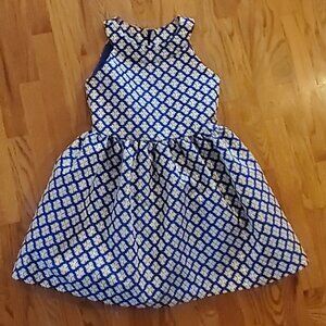 Pippa & Julie Formal Girls Dress - blue, ivory, gold Sz 8